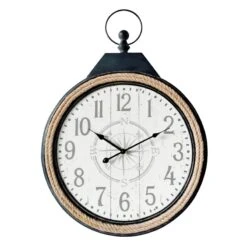 Black Metal With Rope Wall Clock, 20"