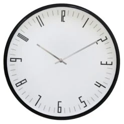 Black Round Contemporary Wall Clock, 18"