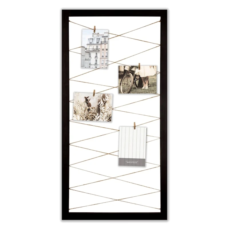 Black String Collage With Clothespin Photo Clips, 20x40 1 Black String Collage With Clothespin Photo Clips, 20x40