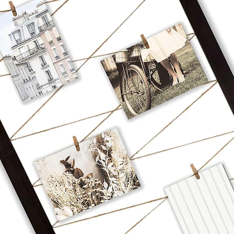 Black String Collage With Clothespin Photo Clips, 20x40 2 Black String Collage With Clothespin Photo Clips, 20x40 - Image 2