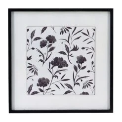 Black & White Floral Wooden Wall Art, 16"