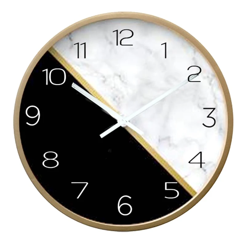 Black & White Marble-Look Wall Clock, 12" 1 Black & White Marble-Look Wall Clock, 12"