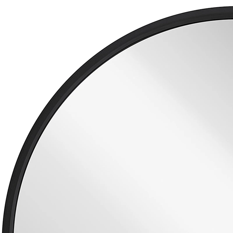 Black Wooden Round Wall Mirror, 28" 3 Black Wooden Round Wall Mirror, 28" - Image 3