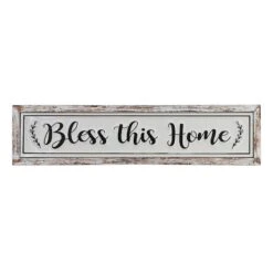 Bless This Home Metal Wall Sign, 27x6