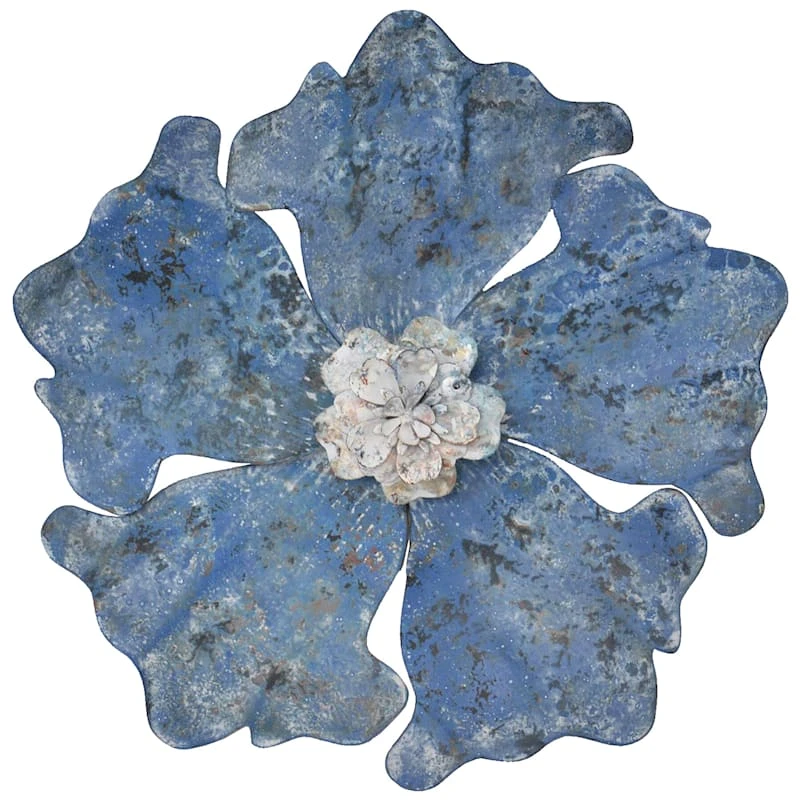 Blue Metal Flower Wall Decor, 13" 1 Blue Metal Flower Wall Decor, 13"