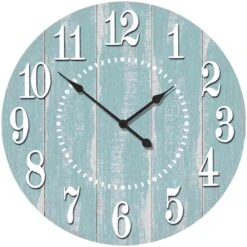 Blue Wood Accent Wall Clock, 14"