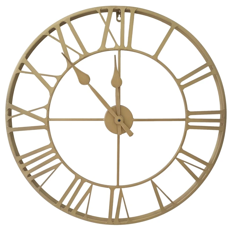 Brass Round Metal Clock, 24" 1 Brass Round Metal Clock, 24"