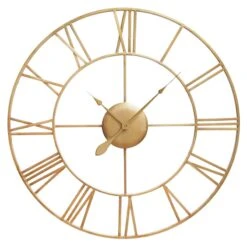 Brass Round Metal Clock, 41"