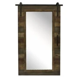 Brown Faux Wood Wall Mirror, 33x50