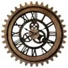 Brown Metal & Wood Round Wall Clock, 24" -Luxeframe Shop brown metal wood round wall clock 24