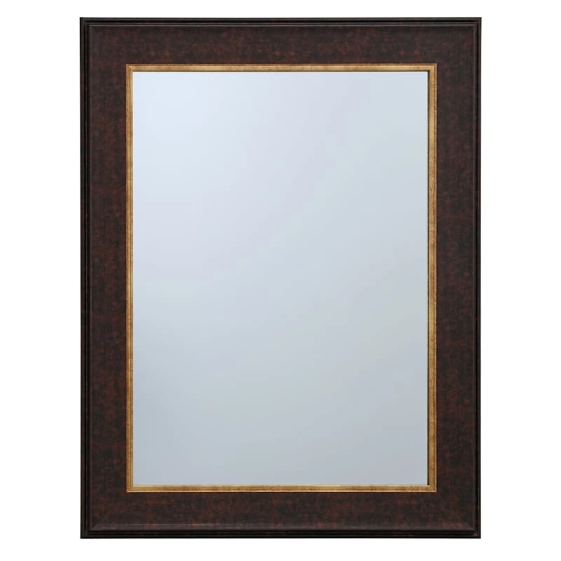 Brown With Gold Framed Wall Mirror, 22x28 1 Brown With Gold Framed Wall Mirror, 22x28