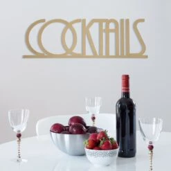 Cocktails Metal Word Wall Sign, 25x8 4 Cocktails Metal Word Wall Sign, 25x8 -Luxeframe Shop cocktails metal word wall sign 25x8 2