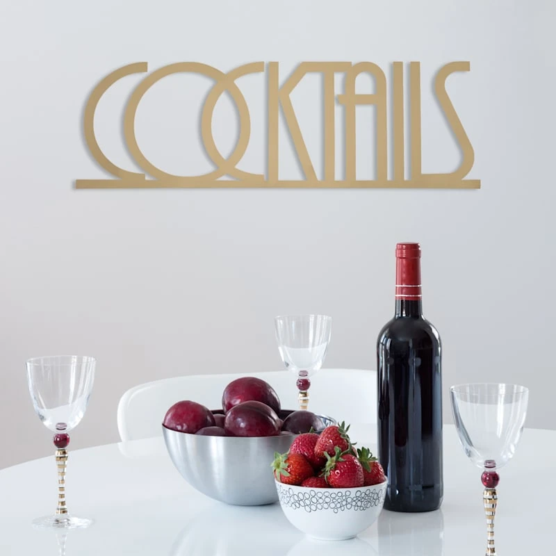Cocktails Metal Word Wall Sign, 25x8 2 Cocktails Metal Word Wall Sign, 25x8 - Image 2
