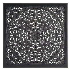 Crosby St Black Faux Wood Carved Wall Art, 36"