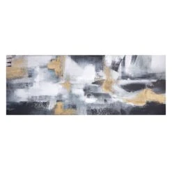 Crosby St Embellished Grey & White Abstract Canvas Wall Art, 48x18