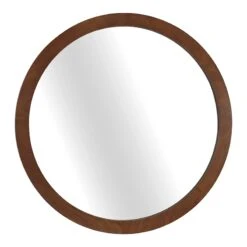 Crosby St Round Wooden Wall Mirror, 24"