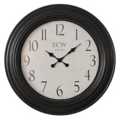 Distressed Black Classic Dial Round Wall Clock, 30"