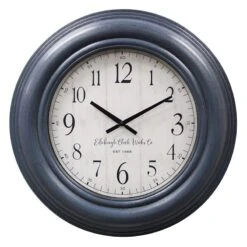 Distressed Blue Ariel Round Wall Clock, 23"