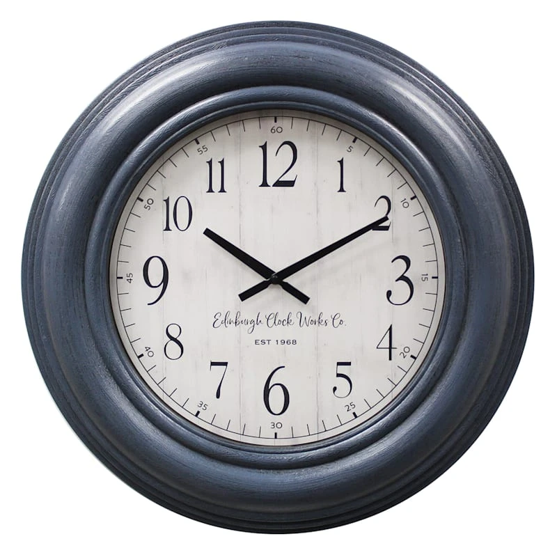 Distressed Blue Ariel Round Wall Clock, 23" 1 Distressed Blue Ariel Round Wall Clock, 23"