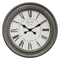 Distressed Grey Round Wall Clock, 30"