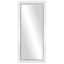 Distressed White Bevel Mirror, 29x63