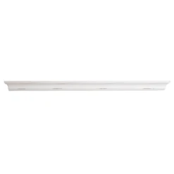 Distressed White Wooden Crown Wall Ledge, 36"