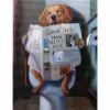 Dog With Newspaper In Bathroom Canvas Wall Art, 12x16 -Luxeframe Shop dog with newspaper in bathroom canvas wall art 12x16 1