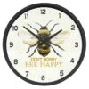 Don't Worry Bee Happy Wall Clock, 12" -Luxeframe Shop dont worry bee happy wall clock 12