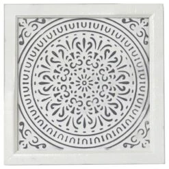 Embossed Grey Metal & Wooden Medallion Wall Decor, 12"