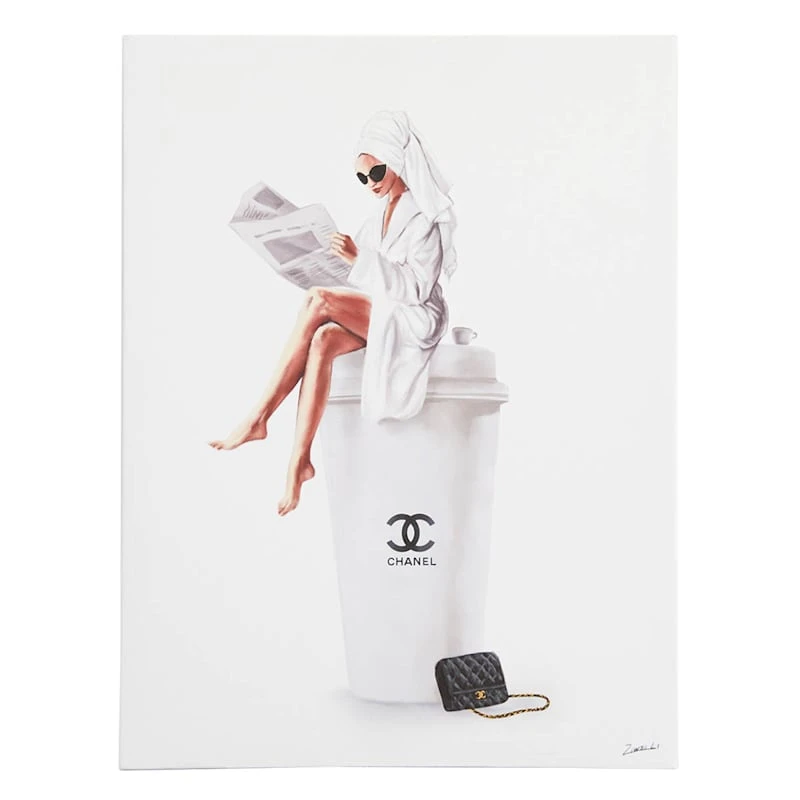 Fashion Robe & Coffee Cup Canvas Wall Art, 12x16 1 Fashion Robe & Coffee Cup Canvas Wall Art, 12x16