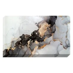 Foiled Black & White Abstract Canvas Wall Art, 60x36