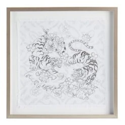Found & Fable Glass Framed Tiger Print Wall Art, 21"