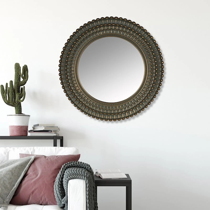 Found & Fable Gold Scalloped Framed Round Wall Mirror, 22" 2 Found & Fable Gold Scalloped Framed Round Wall Mirror, 22" - Image 2