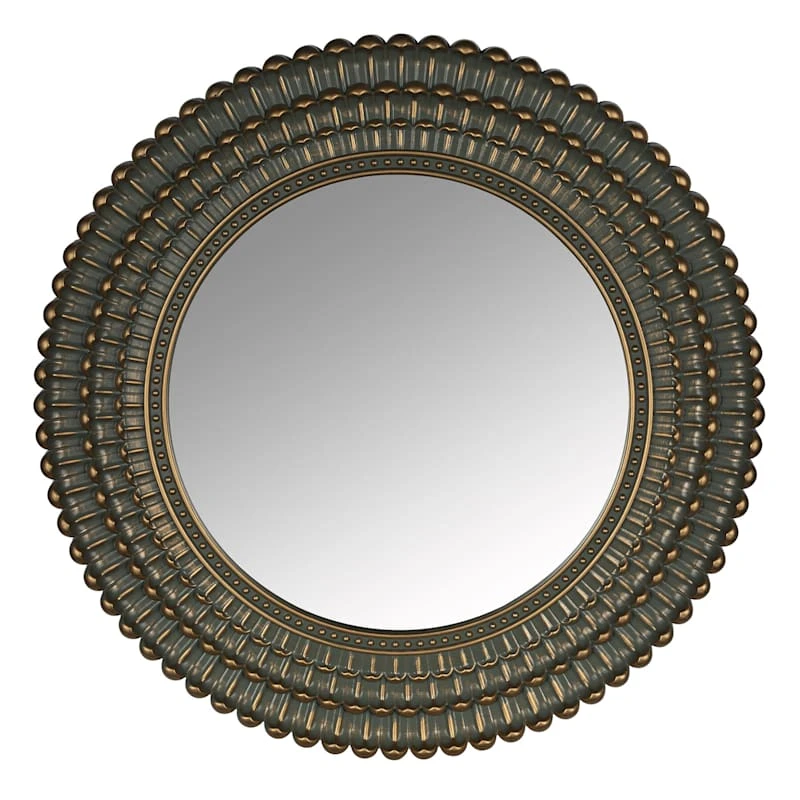 Found & Fable Gold Scalloped Framed Round Wall Mirror, 22" 1 Found & Fable Gold Scalloped Framed Round Wall Mirror, 22"