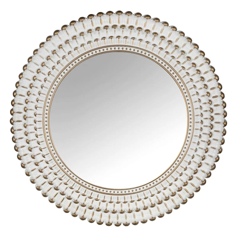 Found & Fable White & Gold Round Wall Mirror, 22" 1 Found & Fable White & Gold Round Wall Mirror, 22"