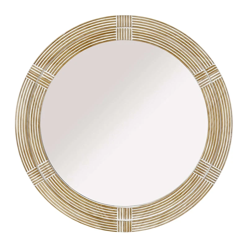 Found & Fable Wood Framed Round Wall Mirror, 34" 1 Found & Fable Wood Framed Round Wall Mirror, 34"