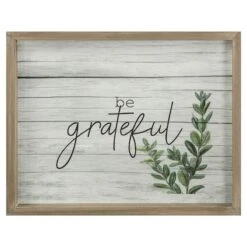 Framed Be Grateful Wooden Canvas Wall Art, 14x11