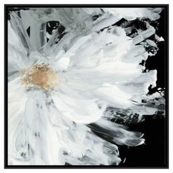 Framed Black Peony Embellished Canvas Wall Art, 28"