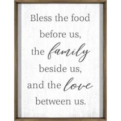 Framed Bless The Food Sentiment Canvas Wall Sign, 18x36