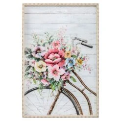 Framed Floral Bicycle Textured Canvas Wall Art, 20x30