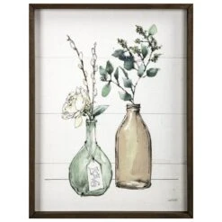 Framed Floral Vase Canvas Wall Art, 16x20