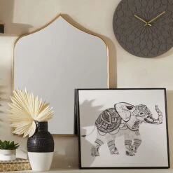 Framed Grey Mandala Elephant Canvas Wall Art, 20x16 -Luxeframe Shop framed grey mandala elephant canvas wall art 20x16 7