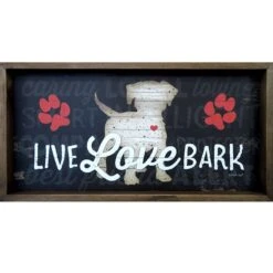 Framed Live Love Bark Canvas Wall Art, 20x10