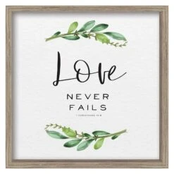 Framed Love Never Fails Wall Art, 15"