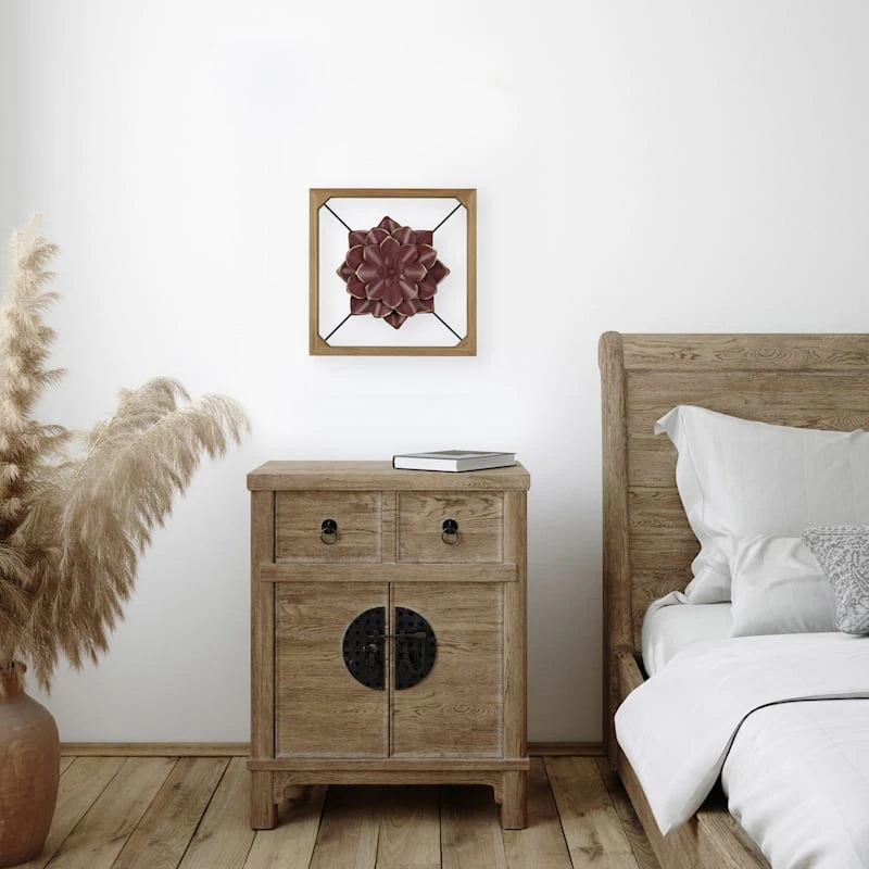 Framed Metal Flower Wall Decor, 16" 2 Framed Metal Flower Wall Decor, 16" - Image 2