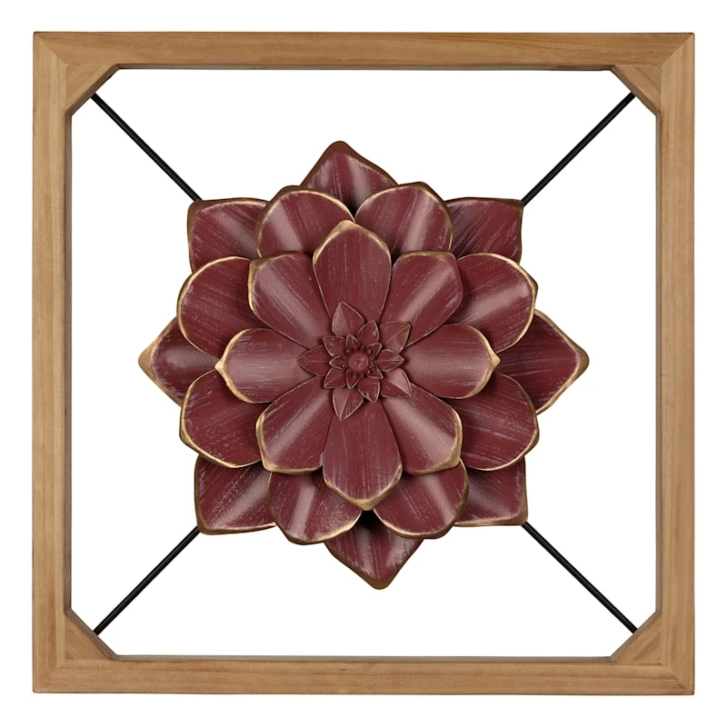 Framed Metal Flower Wall Decor, 16" 1 Framed Metal Flower Wall Decor, 16"