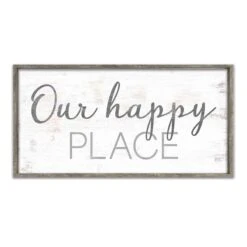 Framed Our Happy Place Textured Wall Sign, 20x40
