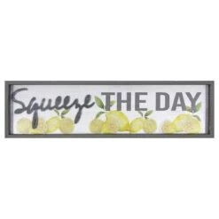 Framed Squeeze The Day Textured Lemons Wall Sign, 30x8