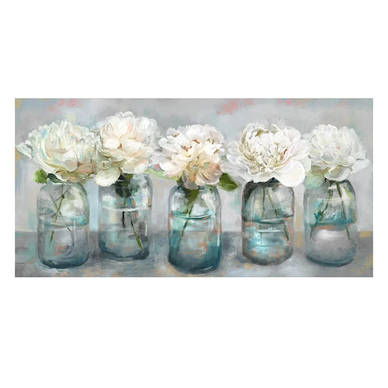 Fresh Picked Peonies Framed Embellished Canvas Wall Art, 17x34 1 Fresh Picked Peonies Framed Embellished Canvas Wall Art, 17x34