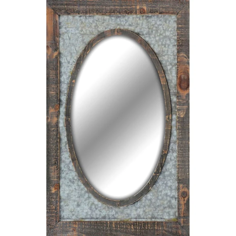 Galvanized Metal Inlay Wall Mirror, 17x24 1 Galvanized Metal Inlay Wall Mirror, 17x24